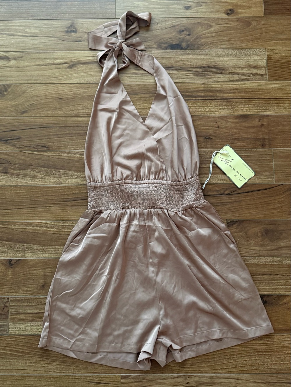 Vintage Havana Satin Halter Neck Romper NWT Size Medium
